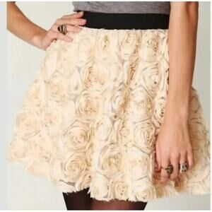 Free People Cream Floral Midi Skirt